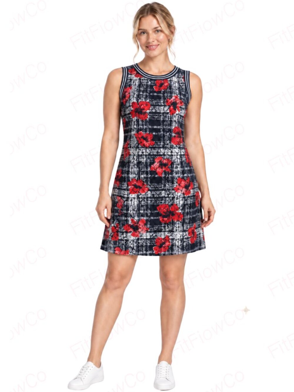 Tommy Hilfiger Lace-Like Floral A-Line Dress Women’s 4 Navy Red NWT